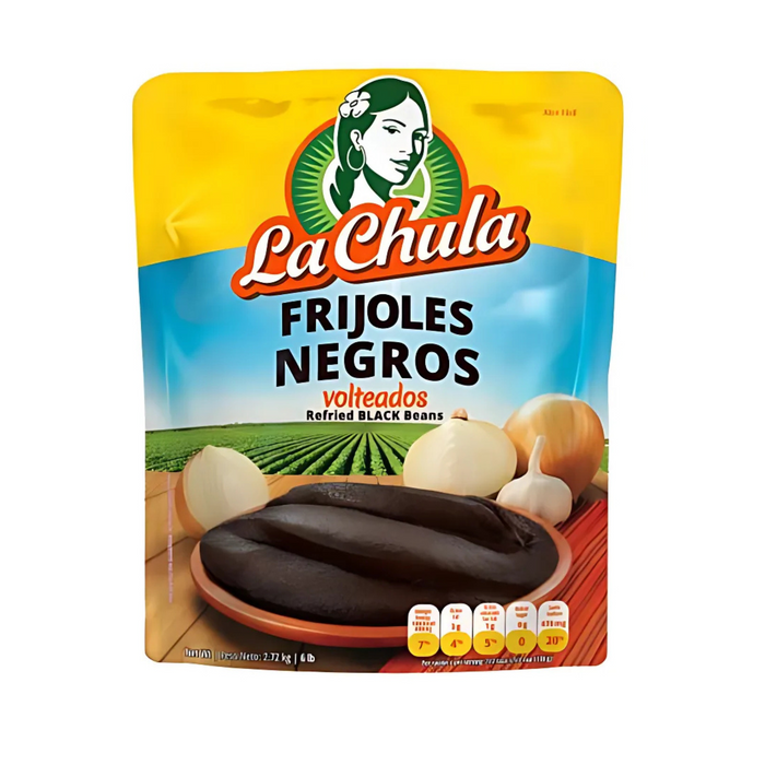 Frijoles Volteados La Chula Negros 2.72kg - Caja 5 Unidades