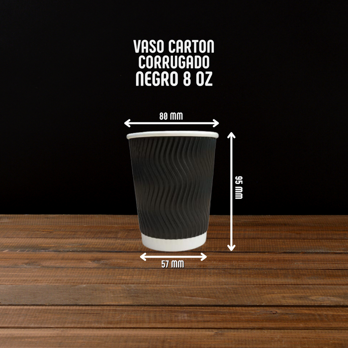 Vasos de cartón corrugado color negro 1,000 unidades