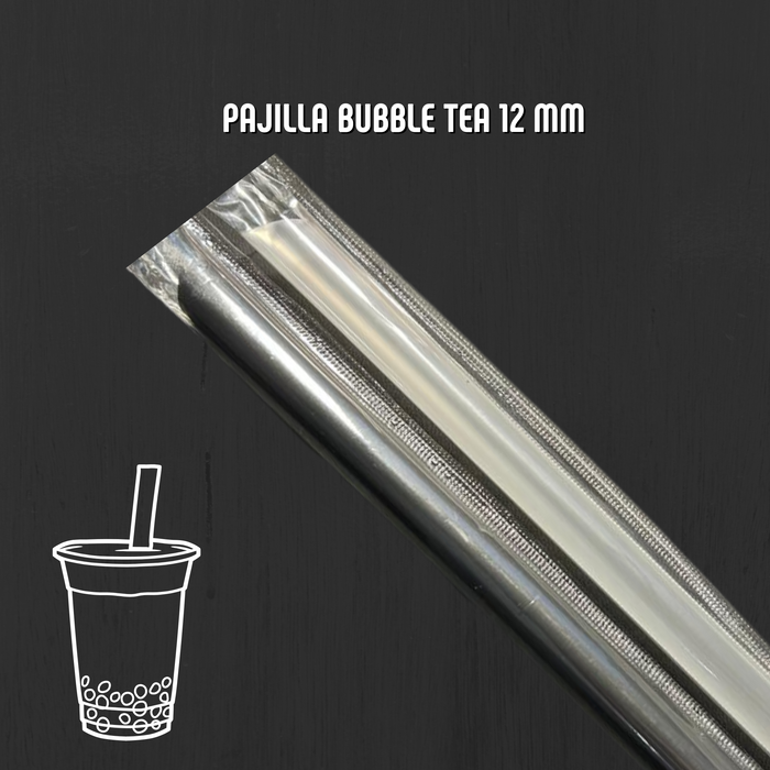Pajilla 12mm punta fina con forro transparente individual 1,000 unidades