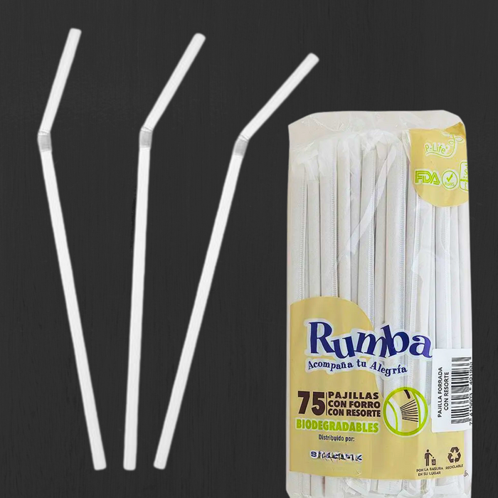 Pajillas Biodegradables con resorte y forro de papel 6mm Rumba - 3,750 unidades