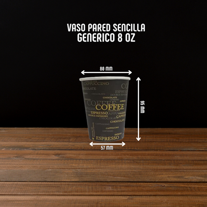 Vasos para bebida caliente genéricos 8 oz 1000 unidades