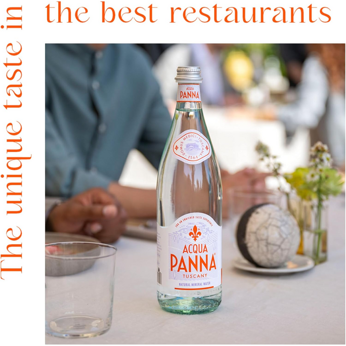 Agua Mineral Natural Sin Gas Aqua Panna - Botella de Vidrio 750 ml (Caja x 15 unidades)