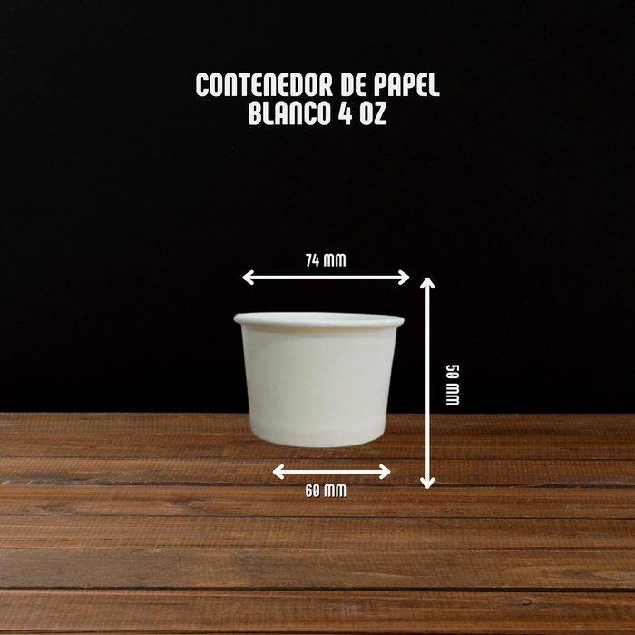 Contenedor de cartón blanco 4 a 12 onzas caja 1000 unidades.