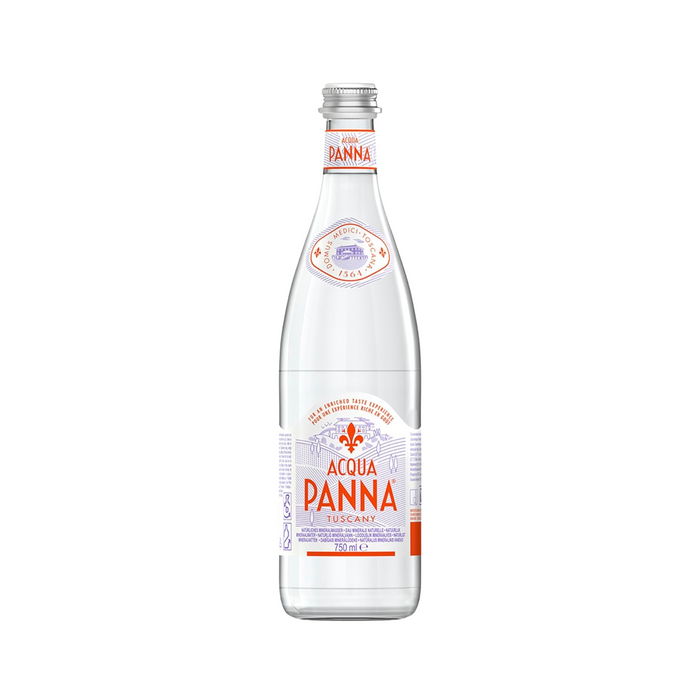 Agua Mineral Natural Sin Gas Aqua Panna - Botella de Vidrio 750 ml (Caja x 15 unidades)