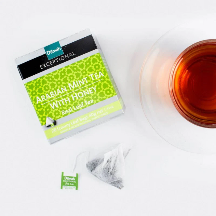 Té Negro Ceylon con Menta Arabe y Miel Dilmah - 20 Bolsas Delux Piramidal