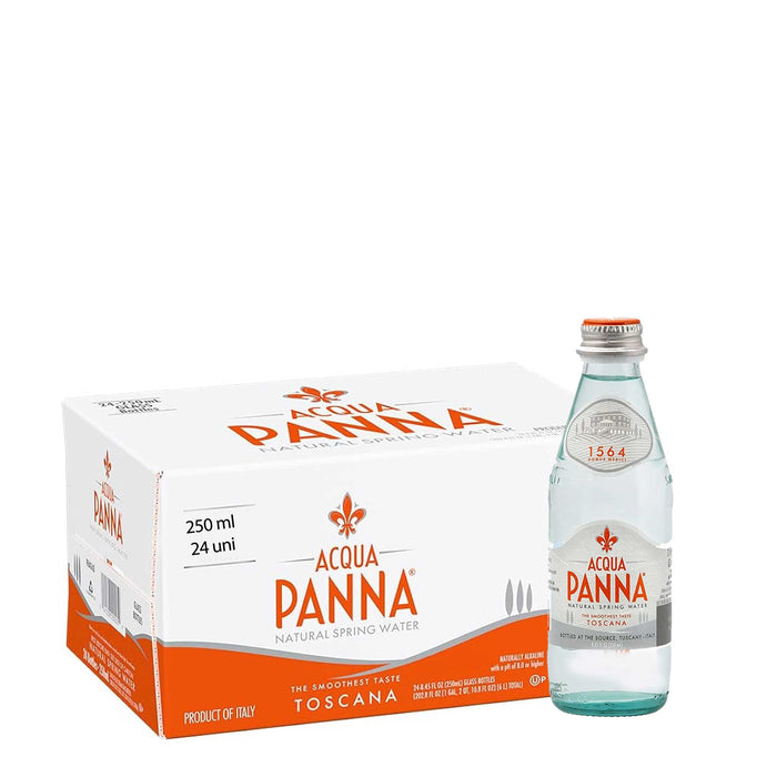 Agua Mineral Natural Sin Gas Aqua Panna - Botella de Vidrio 250 ml (Caja x 24 unidades)