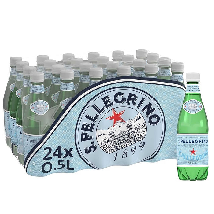 Agua Natural con gas Sanpellegrino - Pet 500 ml (Caja 24 Unidades)