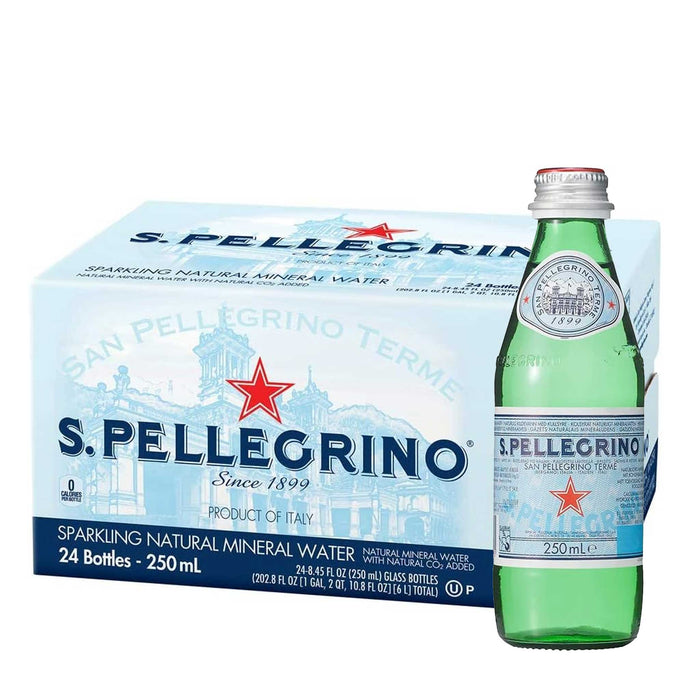 Agua Natural con gas Sanpellegrino - Botella de vidrio 250 ml (Caja 24 Unidades)