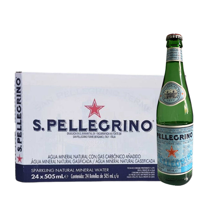 Agua Natural con gas Sanpellegrino - Botella de vidrio 505 ml (Caja 25 Unidades)
