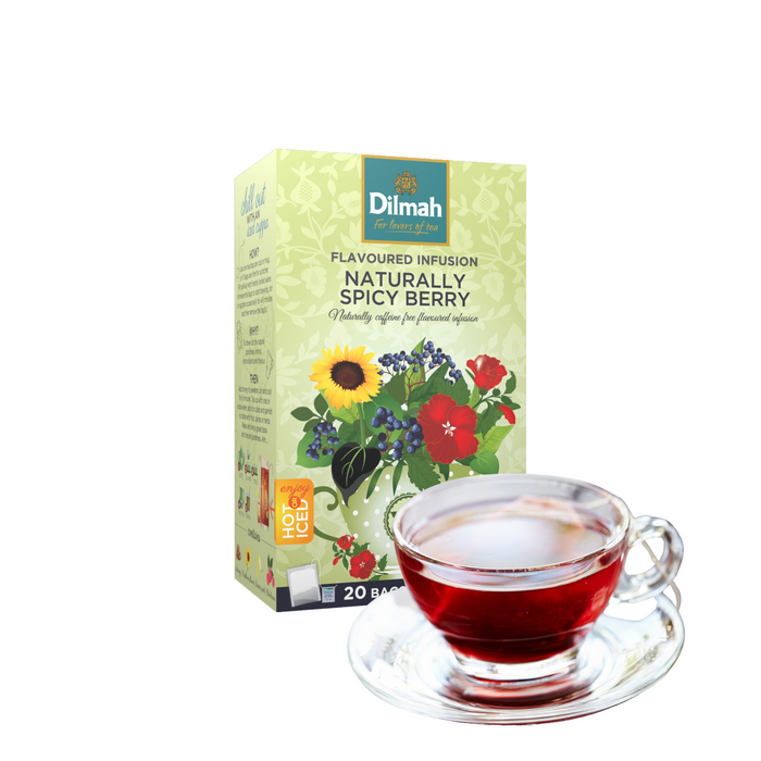 Infusion Herbal de Frutos Rojos con Especias Dilmah – 20 Bolsitas en Sobres Metálicos Individuales
