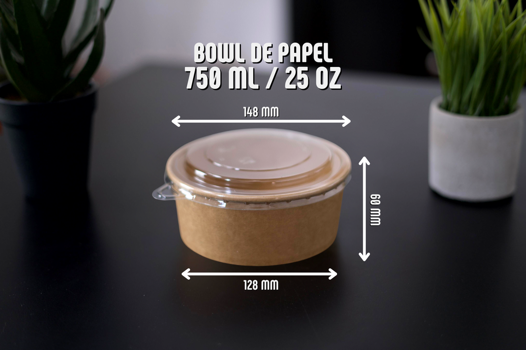 Bowl Kraft con tapa Caja 300 uds