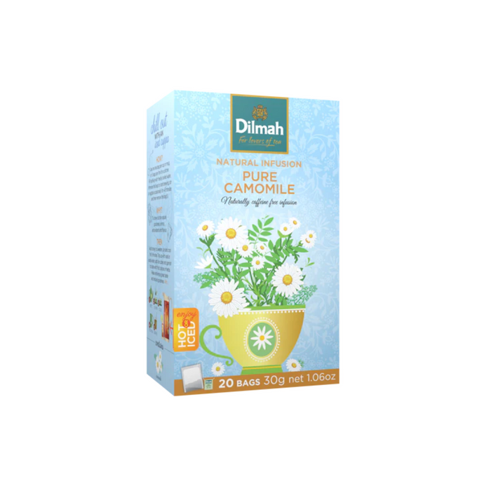 Infusión Herbal de Manzanilla Pura Dilmah – 20 Bolsitas en Sobres Metálicos Individuales