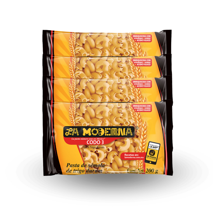 Pasta Codo #3 La Moderna 200grm/ 42 unidades