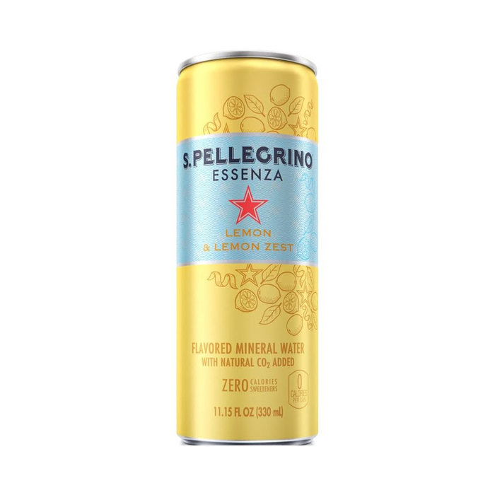 Agua Mineral con gas Sanpellegrino Essenza Lemon & Lemon Zest - Lata 330 ml ( Caja 8 unidades)