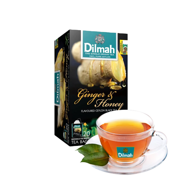 Té Negro Dilmah Fun Tea: Jengibre y Miel – 20 Bolsitas en Sobres Metálicos Individuales