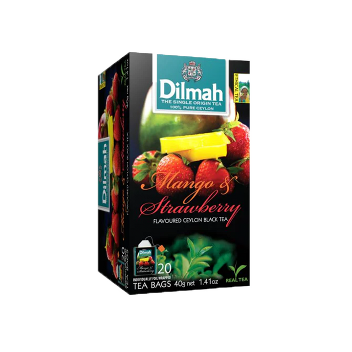 Té Negro Dilmah Fun Tea: Mango y Fresa – 20 Bolsitas en Sobres Metálicos Individuales