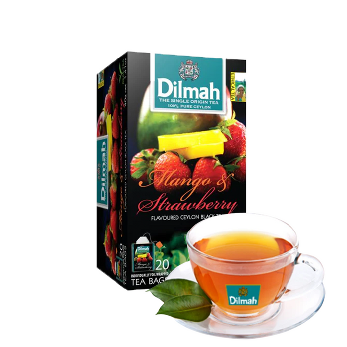 Té Negro Dilmah Fun Tea: Mango y Fresa – 20 Bolsitas en Sobres Metálicos Individuales