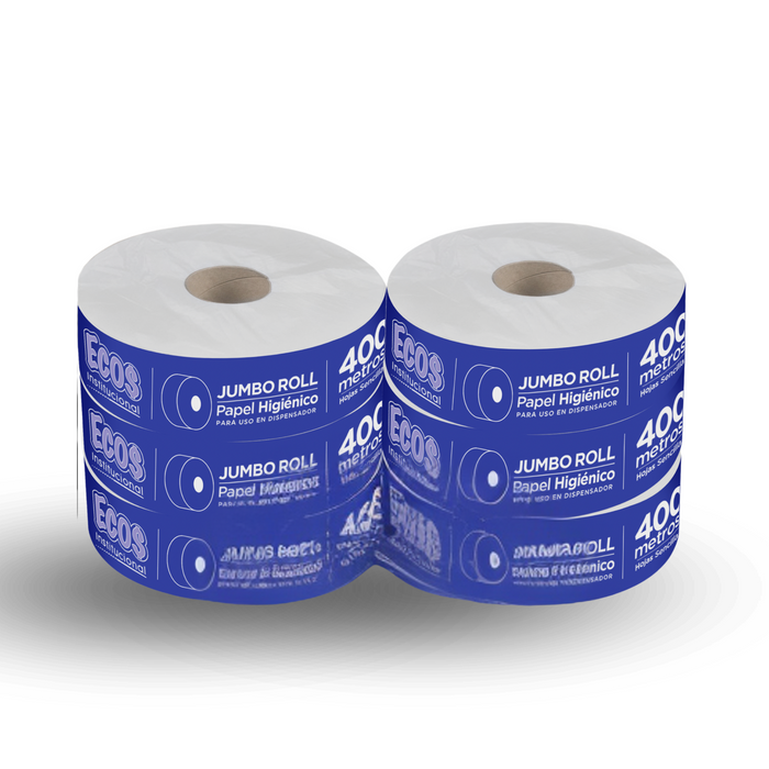 Papel higienico Jumbo Roll 400mt Ecos / 6 unidades