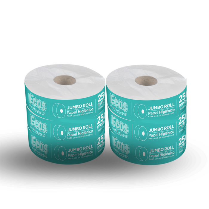 Papel higienico Jumbo Roll 250 mt Doble Hoja Ecos / 6 unidades