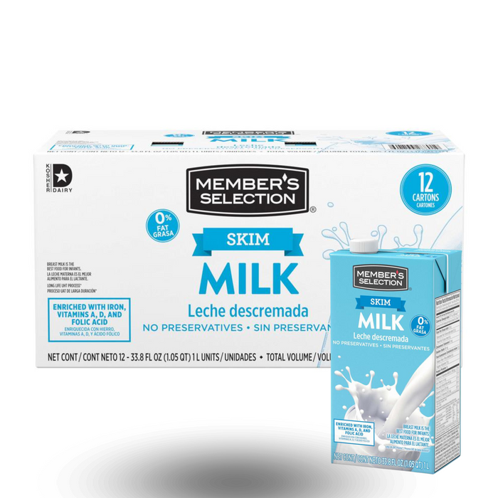 Leche descremada Members Selection UHT 1 litro/ Caja 12 U