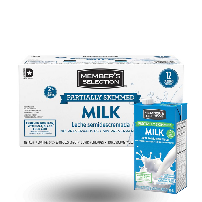 Leche semi descremada Members Selection UHT 1 litro/ caja x 12