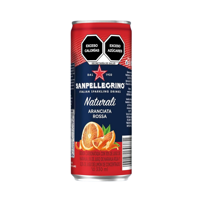 Agua Mineral con gas y jugo de fruta Sanpellegrino Aranciata Rossa - Lata 330ml (Caja 24 unidades)