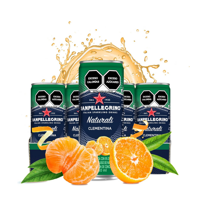 Agua Mineral con gas y jugo de fruta Sanpellegro Clementina - Lata 330ml (Caja 24 unidades)