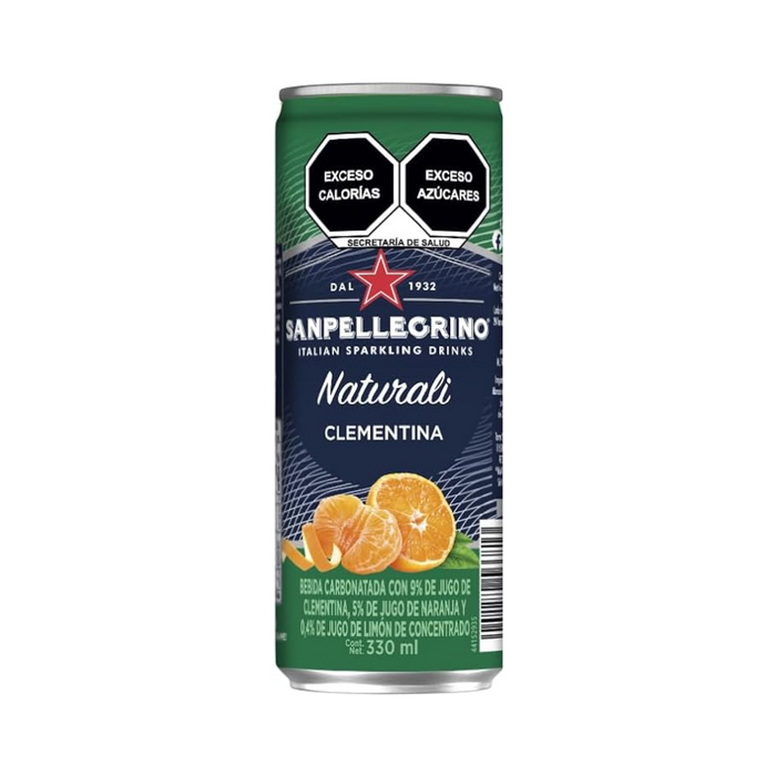 Agua Mineral con gas y jugo de fruta Sanpellegro Clementina - Lata 330ml (Caja 24 unidades)