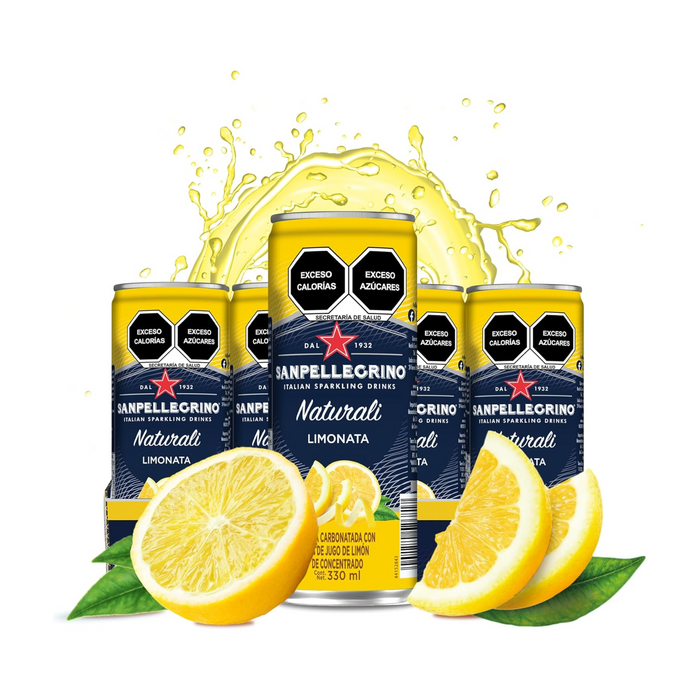 Agua Mineral con gas y jugo de fruta Sanpellegro Naturali Limonata - Lata 330ml (Caja 24 unidades)