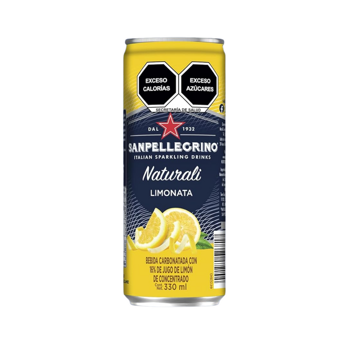 Agua Mineral con gas y jugo de fruta Sanpellegro Naturali Limonata - Lata 330ml (Caja 24 unidades)