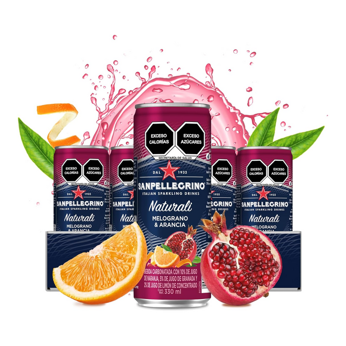 Agua Mineral con gas y jugo de fruta Sanpellegrino Melograno & Aranciata - Lata 330ml (Caja 24 unidades)