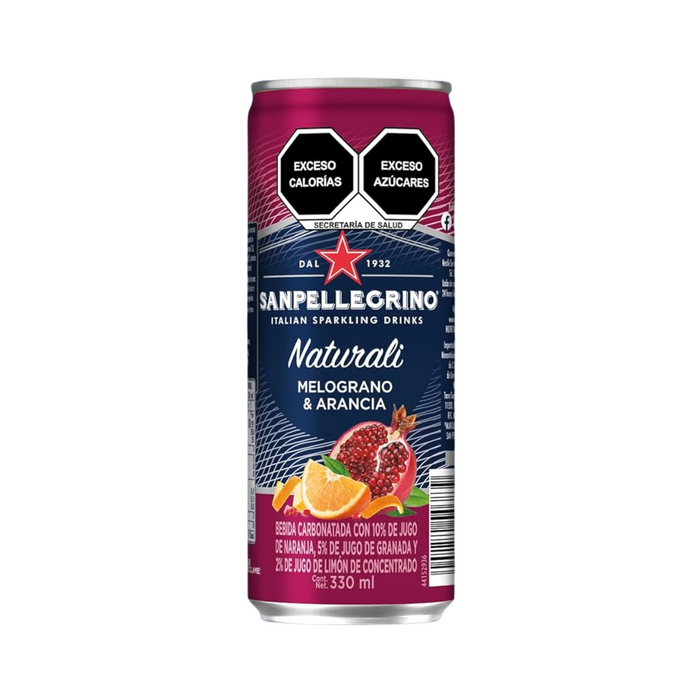 Agua Mineral con gas y jugo de fruta Sanpellegrino Melograno & Aranciata - Lata 330ml (Caja 24 unidades)