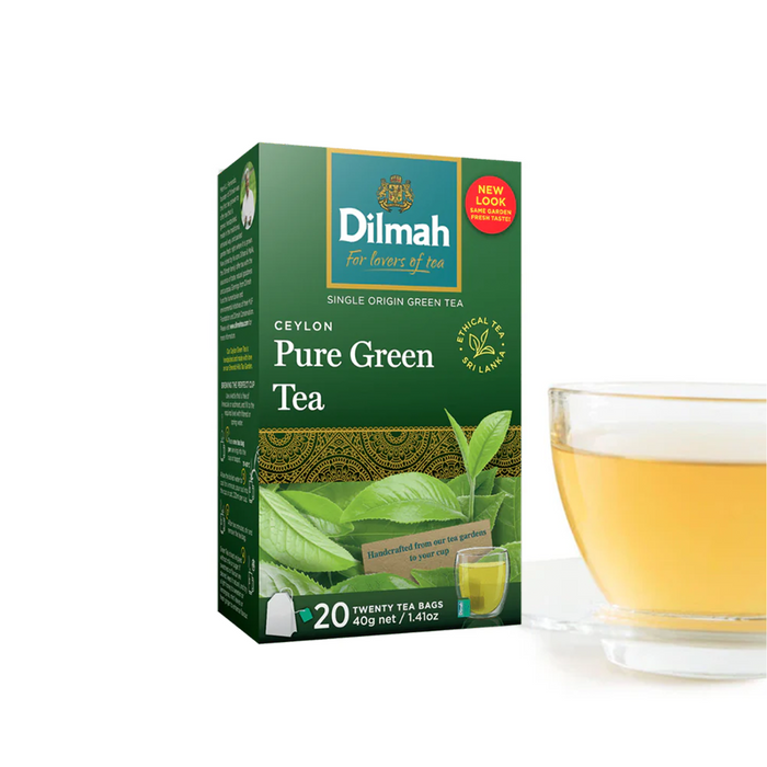 Té Verde Dilmah Pure Green – 20 Bolsitas en Sobres Metálicos Individuales