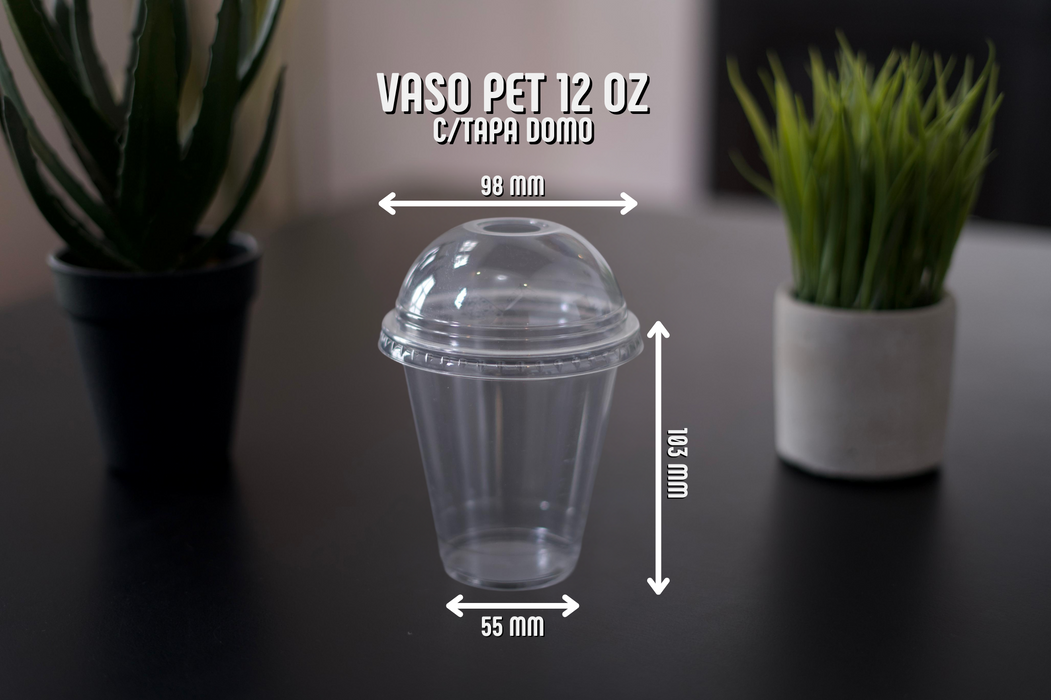 Vaso PET 12oz (98mm) Caja 1,000 uds