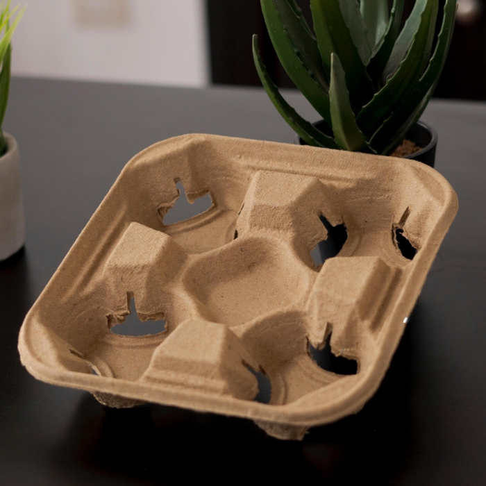 Portavasos de carton reciclado de 4 cavidades