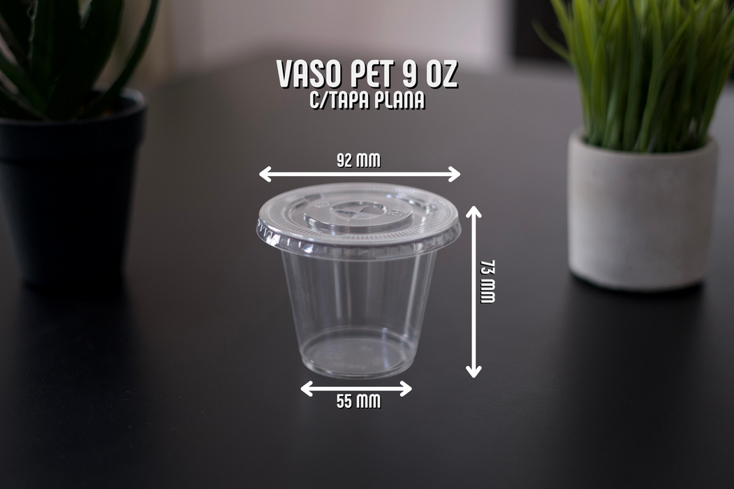 Vaso PET 9oz (92mm) ME Caja 1,000 uds