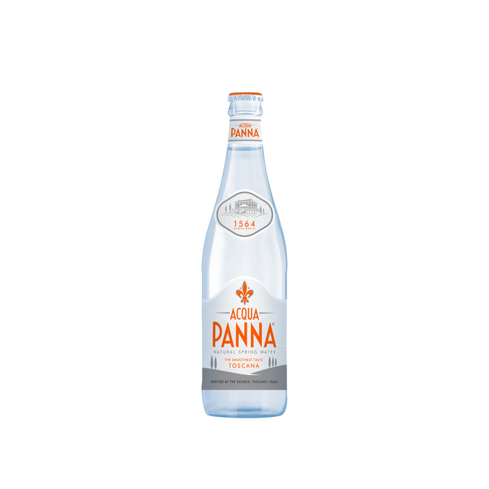 Agua Mineral Natural Sin Gas Aqua Panna - Botella de Vidrio 505ml (Caja x 24 unidades)