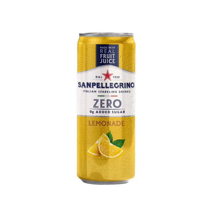 Agua Mineral con Gas Sanpellegrino Lemonade ZERO Sin Azúcar – Lata 330 ml ( Caja 24 Unidades)
