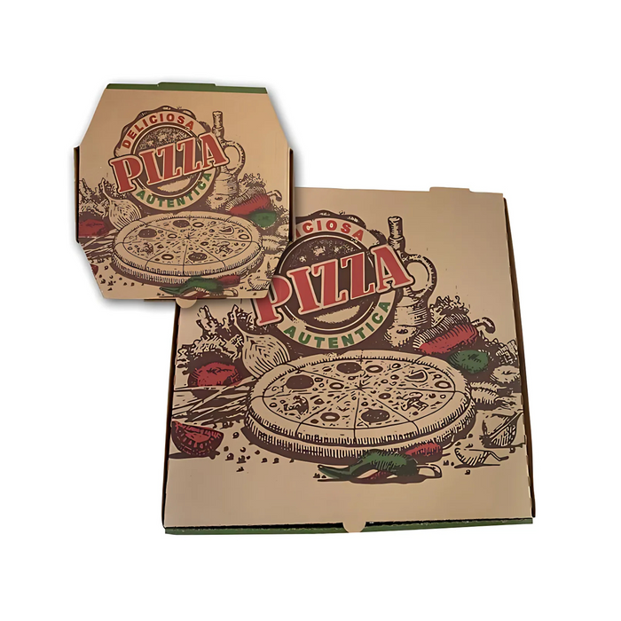 Caja para pizza diseño con verde - 100 unidades