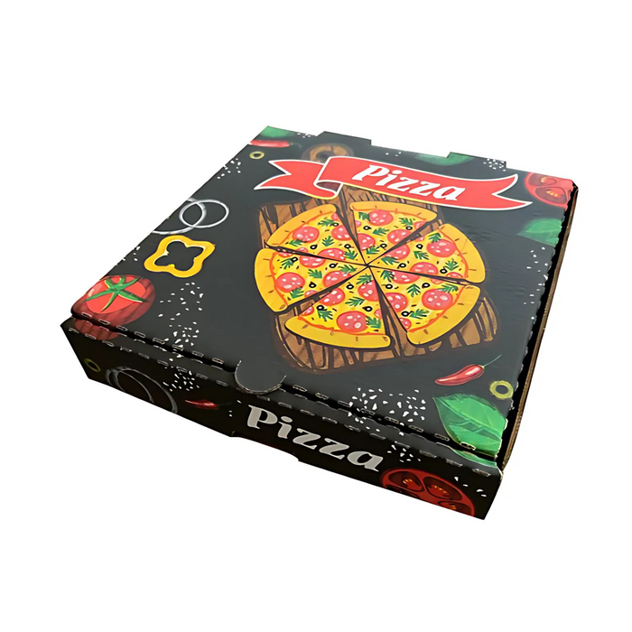 Caja para pizza diseño con negro - 100 unidades