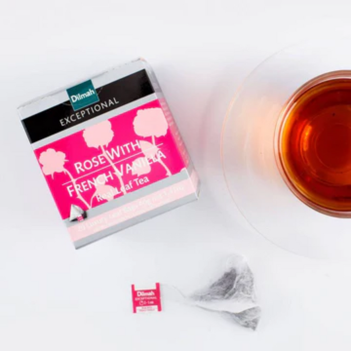 Té Rose with French Vanilla Dilmah Exceptional - 20 Bolsitas de Té Piramidal de Lujo
