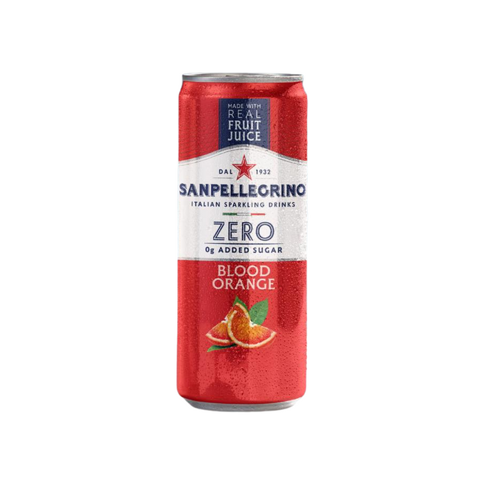 Agua Mineral con Gas Sanpellegrino Blood Orange ZERO Sin Azúcar – Lata 330 ml ( Caja 24 Unidades)