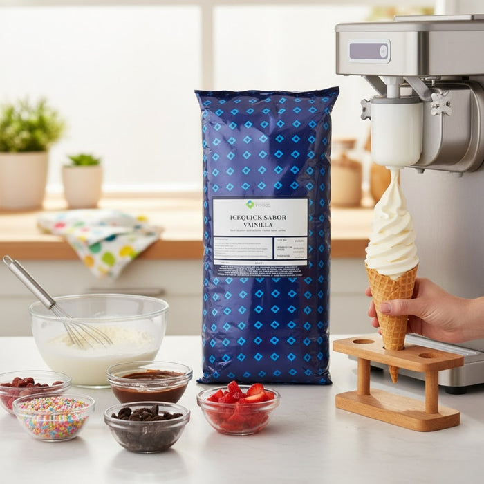 Helado Suave Unique Baker Ice-Quick Vainilla 1.5 kg - Caja de 9 bolsas