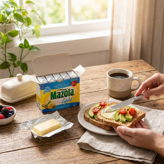 Margarina Mazola Light en Barra (Baja en Grasa) 400 g - Caja de 24 Unidades