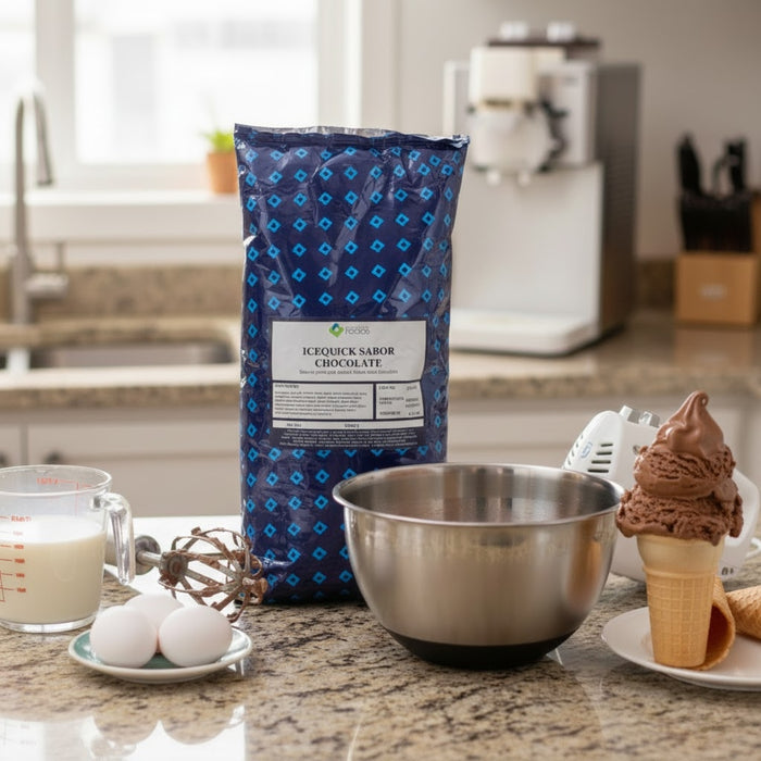 Helado Suave Unique Baker Ice-Quick Chocolate 1.5 kg - Caja de 9 bolsas