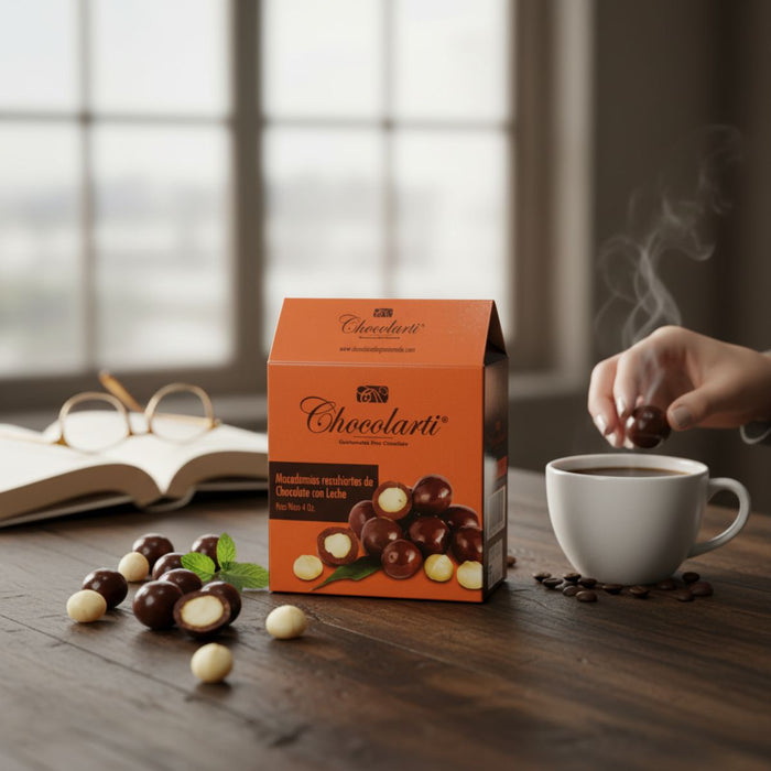 Caja de Macadamias Cubiertas de Chocolate Chocolarti 4 oz - Paquete de 4 cajas