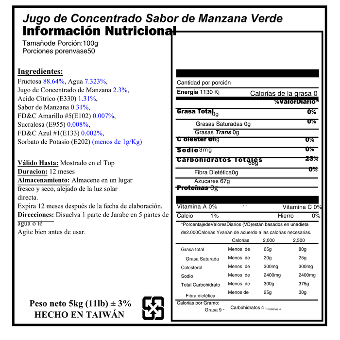 Syrup Concentrado Manzana Verde