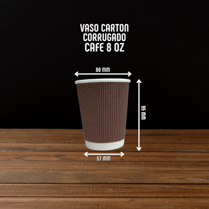 Vasos de cartón corrugado color cafe 1,000 unidades