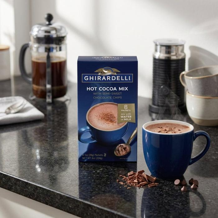 Caja de 8 sobres de Cocoa Dulce con Chispas de Chocolate Ghirardelli 8 oz - Caja de 6 unidades