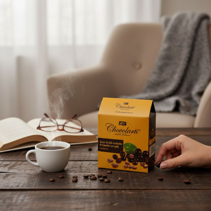 Caja de Granos de Café Cubiertos de Chocolate Marca Chocolarti 4 oz - Paquete de 4 cajas